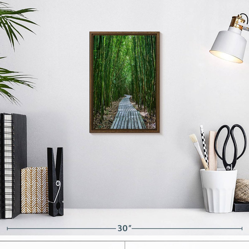 Forêt de bambous de Hana, 9" x 13", Floating Frame Walnut