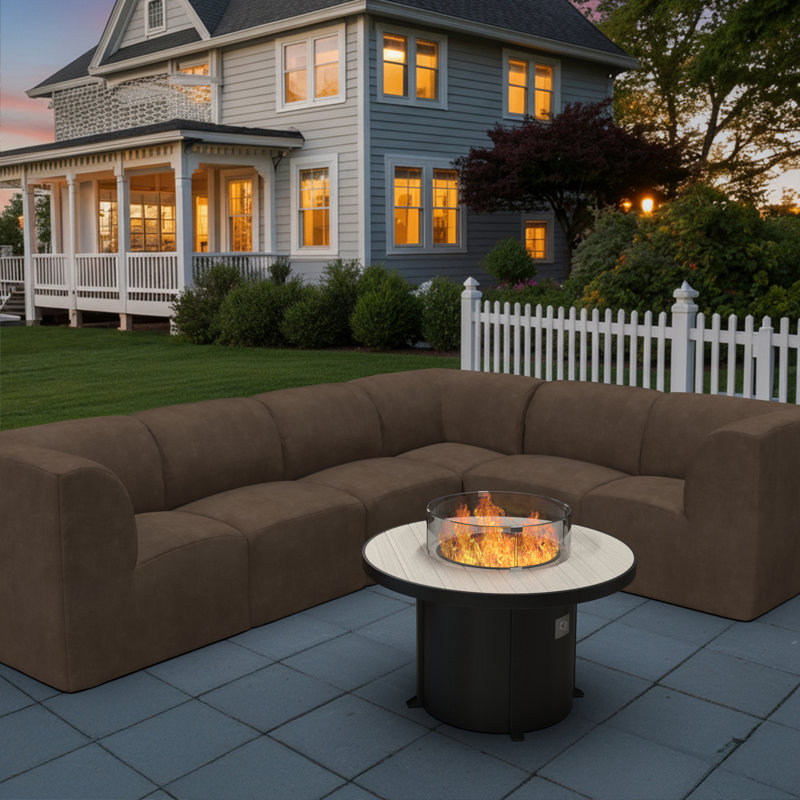 Townsend Aluminum Propane/Natural Gas Fire Pit Table, Cream;Gray