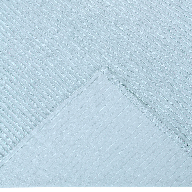 Jullian 100% Cotton Chenille Tufted Bedspread, Classic Stripe Design, Soft Breathable Coverlet, All-Season Machine Washable, OEKO-TEX Certified, Full/Double Size, Blue