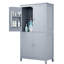 L'armoire de plancher de salle de bain grise avec 4 portes, des tablettes réglables, des charnières en métal et un grand espace de rangement élégant permettent d'utiliser efficacement l'espace-1592515822