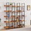 Bibliothèque à 5 niveaux avec bureau ouvert, tablette de style industriel rétro avec structure en métal