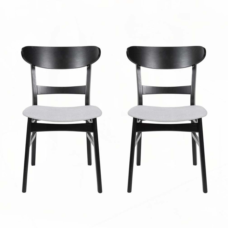 Chaise en bois, Noir, Beige clair