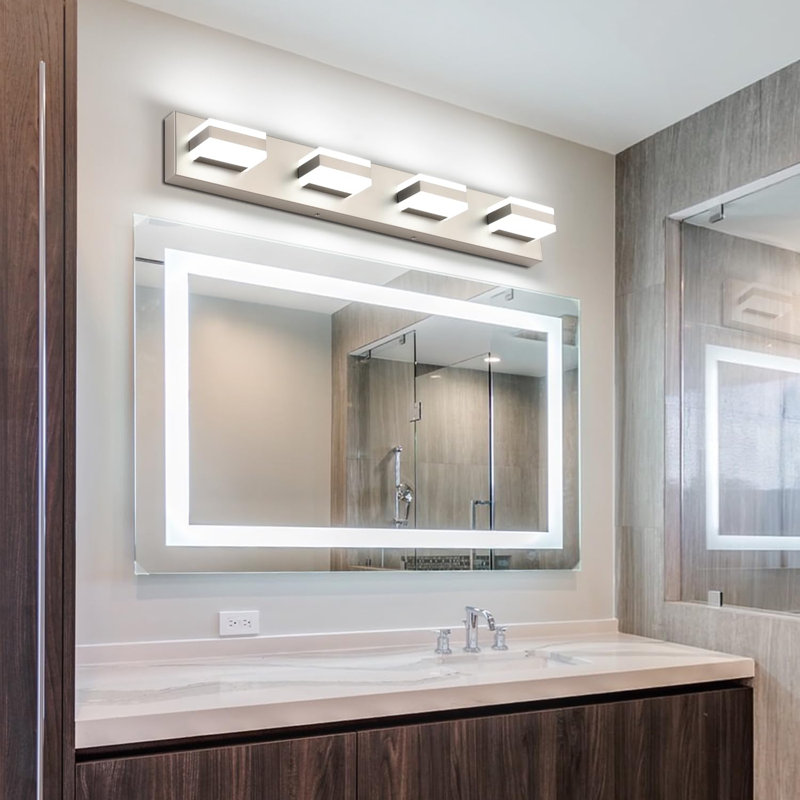 Bathroom Vanity Lights Brushed Nickel Light Fixtures For Bathroom Above Mirror 4 Light Led Lights Bath Lighting Fixture Nickel