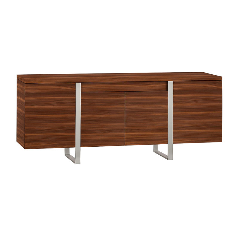 Buffet de 71 po de largeur Naro, Noyer, Argent