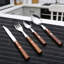 Ensemble de couverts 16 pièces en bois 16 pièces, 4 couverts en acier inoxydable 18/8 avec couteaux, fourchettes, cuillères et cuillères à dessert pour tous les jours