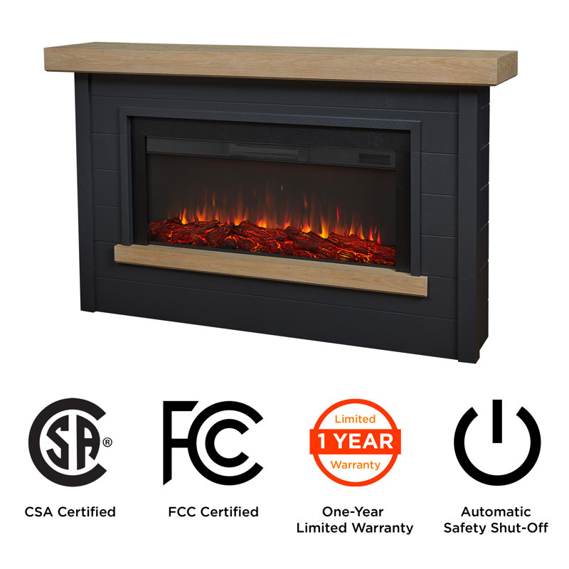 Bernice 65" Landscape Electric Fireplace by Real Flame, Charcoal, Standard Firebox