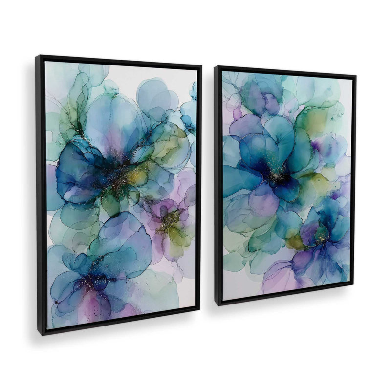 Blooming Mirage, ensemble de 2 impressions, 12 po x 8 po, Cadre flottant noir satiné