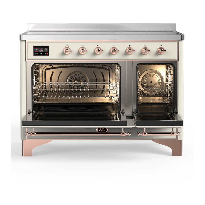Majestic III Series 48 Inch Induction Range with 6 Induction Elements in Antique White (Chrome Trim), Antique White, Copper