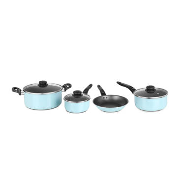 Gibson Home Plaza Café Forged Aluminum 7 Piece Healthy Ceramic Interior w/ Bakelite Handles Pots and Pans Cookware Set – Black