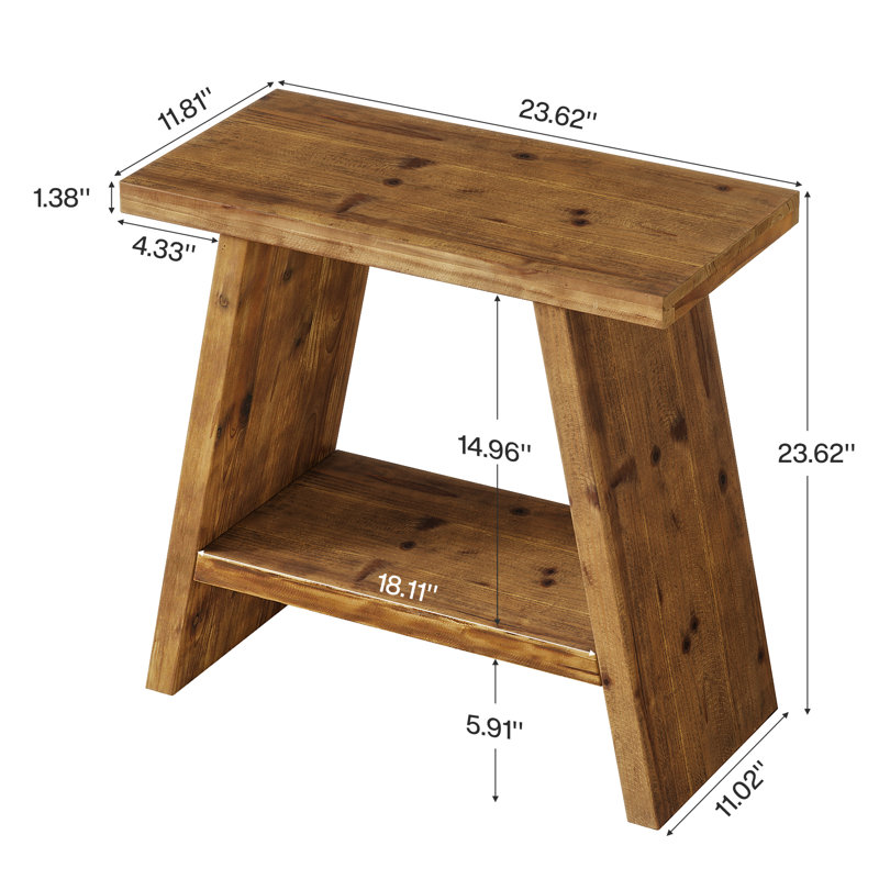 Solid Wood Pedestal End Table, Brown