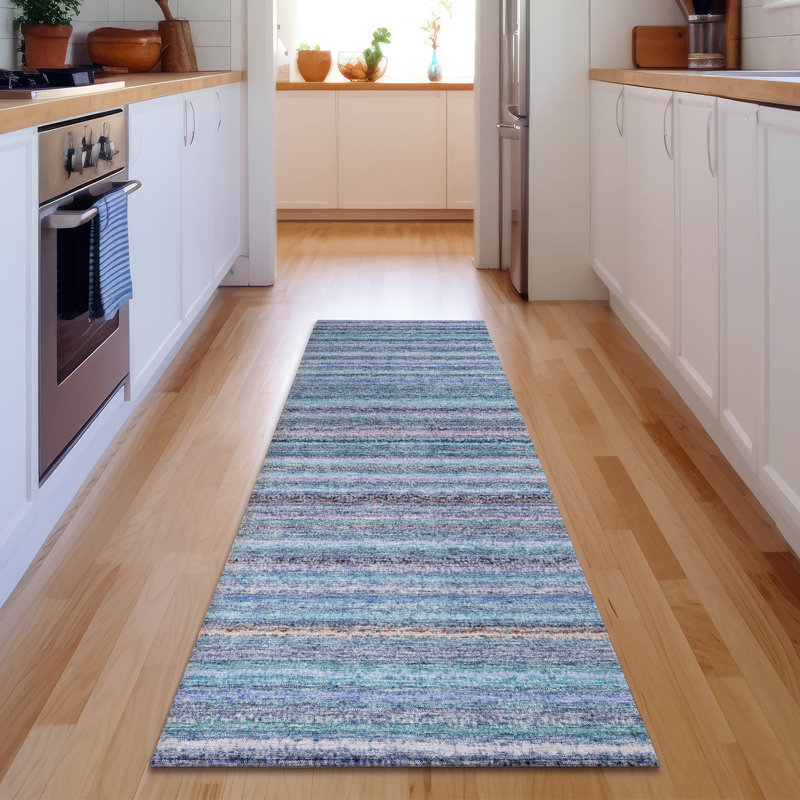 Premium Machine Washable Cerrito AMF598 Sky Rug, Runner 2'3" x 7'6"
