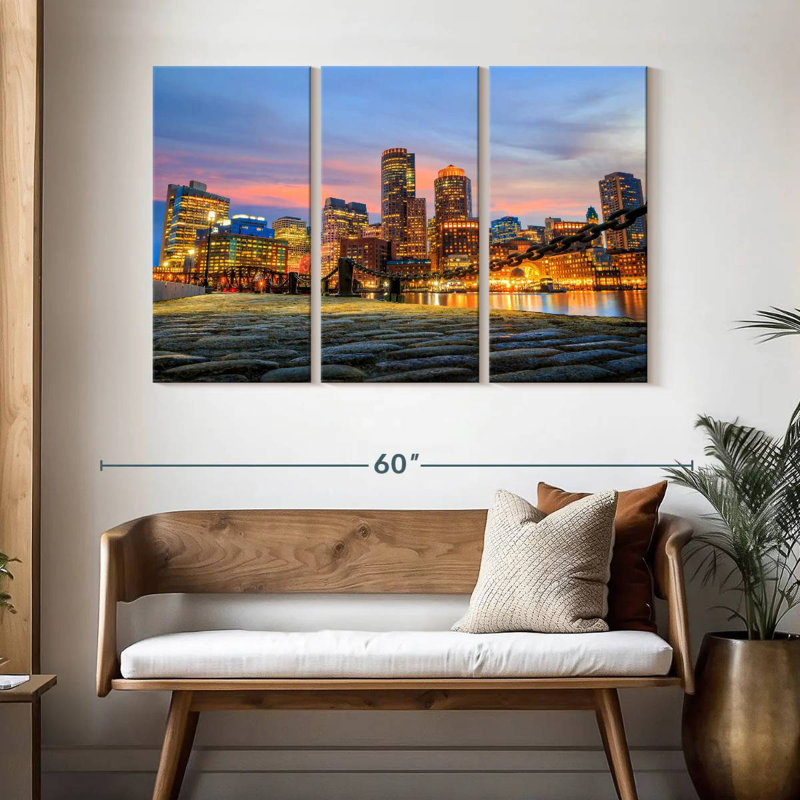 Lumières du port de Boston, H 32 po x l 50 po
