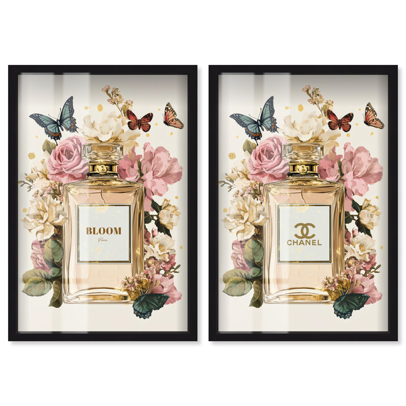 Gilded Glamour Set Fashion Shadowbox Print by Art Remedy, 47" H x 64" W, Black
