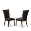 L'ensemble de table de salle à manger 9 pièces comprend une table et 8 chaises de salle à manger en tissu de lin noir avec dossier capitonné - Finition noyer antique-50927383-46235330