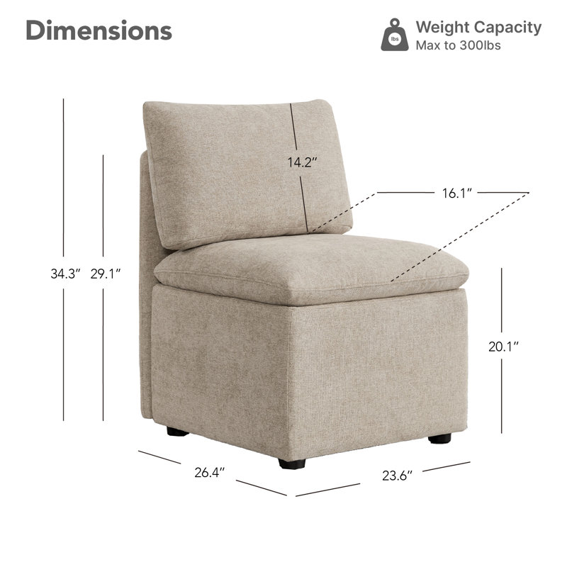 Chaise d'appoint rembourrée, Kaki