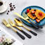 Ensemble de couverts 20 pièces en acier inoxydable or noir 18/0 pour 4 personnes, comprenant couteaux de table, fourchettes, cuillères, fourchettes à salade, cuillères à café et couverts allant au lave-vaisselle