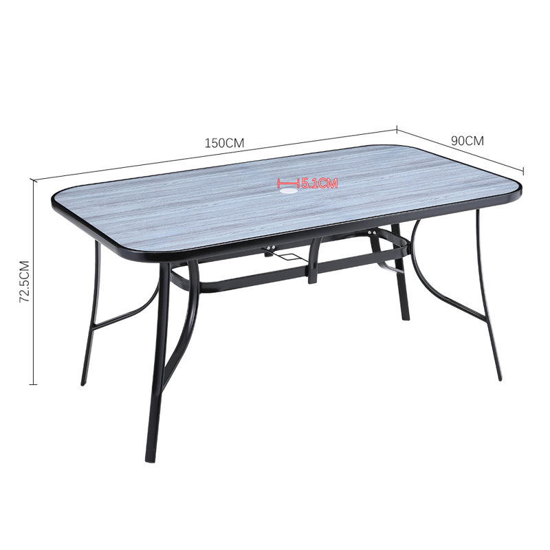 Rectangle Tempered Glass Outdoor Picnic Table, 72.5cm H x 150cm W x 90cm D