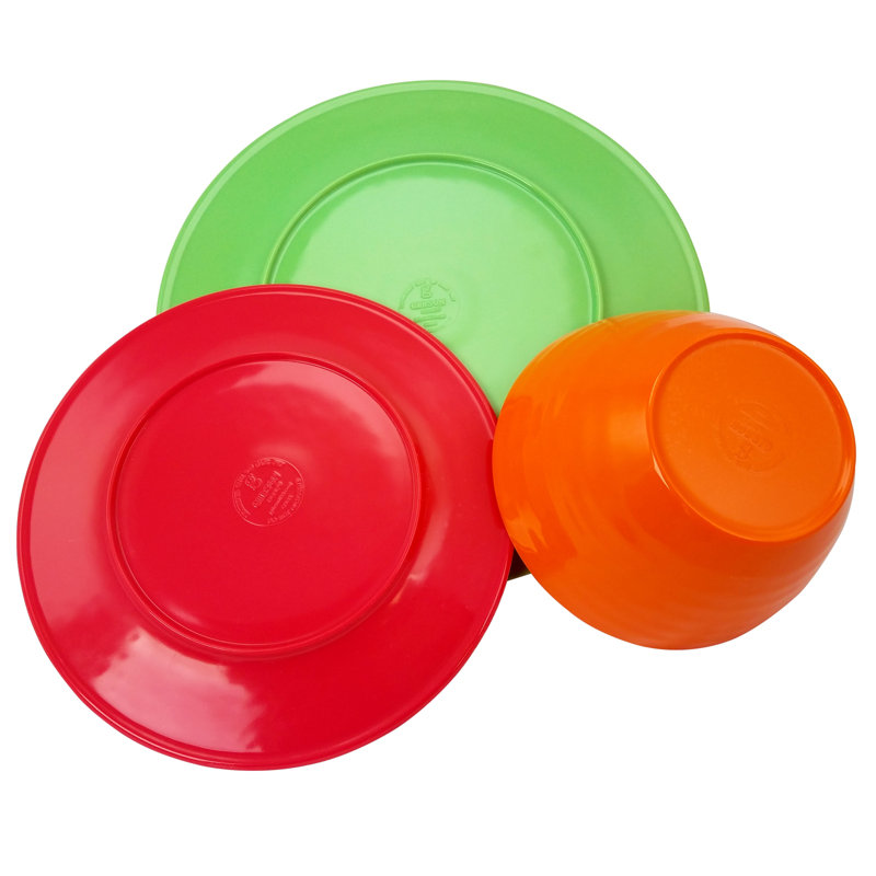 Ensemble 12 pièces de vaisselle en mélamine, service pour 4 Buford
