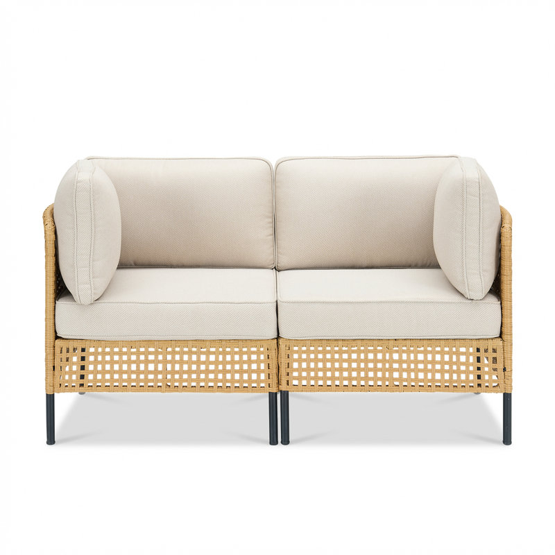 Modern Modular Outdoor Wicker Loveseat Patio Sofa Sectional Seating With Cushions
