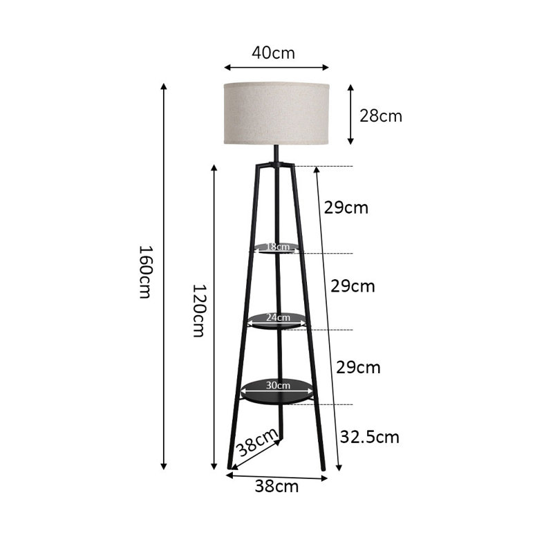 160cm Black Column Floor Lamp