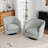 Applewold Upholstered Light Gray Chenille Swivel Barrel Chair with Solid Wood Base-1086290274