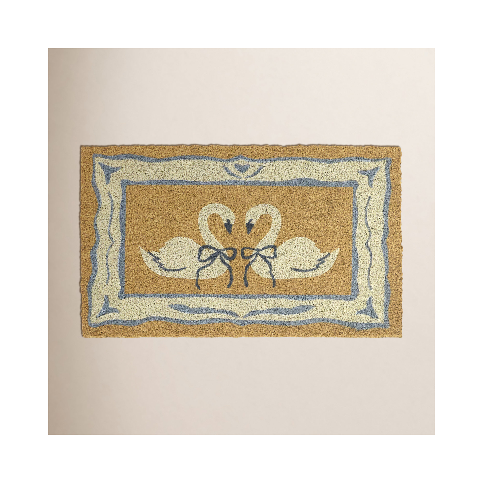 Ribbon Swans White Animal Doormat