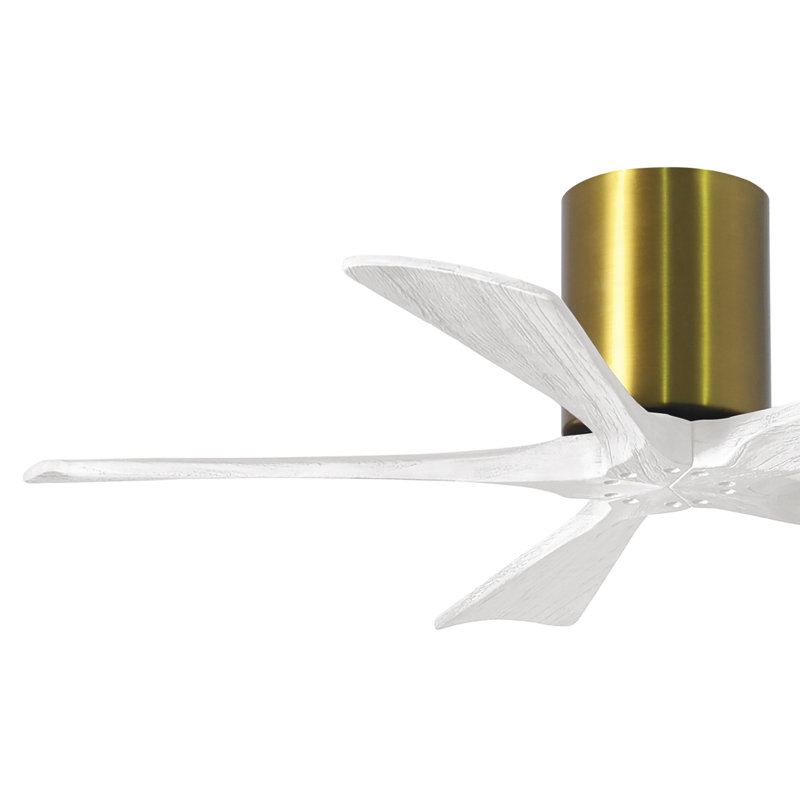 60" Irene 5-Blade Hugger Ceiling Fan with Wall Remote, Brushed Brass, Matte White, 42"