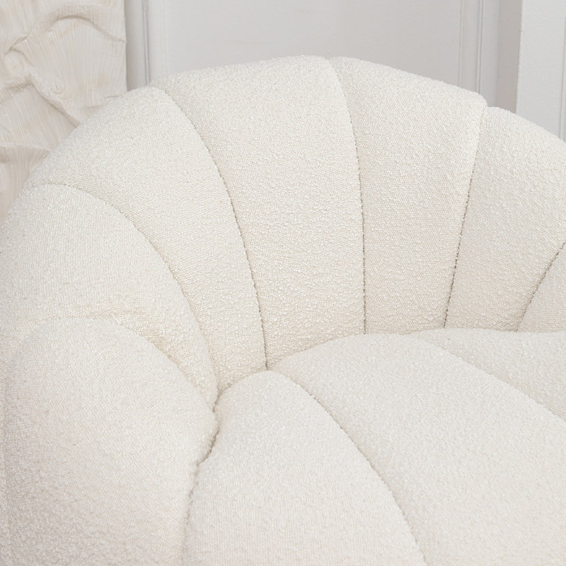 Fauteuil demi-tonneau pivotant 37 po, Mélange de polyester blanc