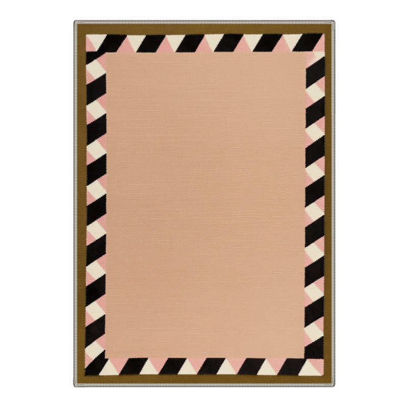 Coady Vexa Modern Machine Washable Brown / Beige Indoor Area Rug with Non-Slip Backing, Round 5'