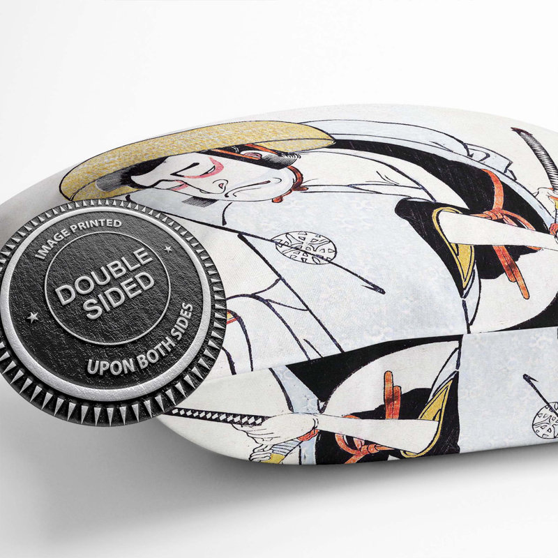 Samurai in Kimono by Katsukawa Shunko Cushion with Filling, 40cm H x 40cm W x 15cm D