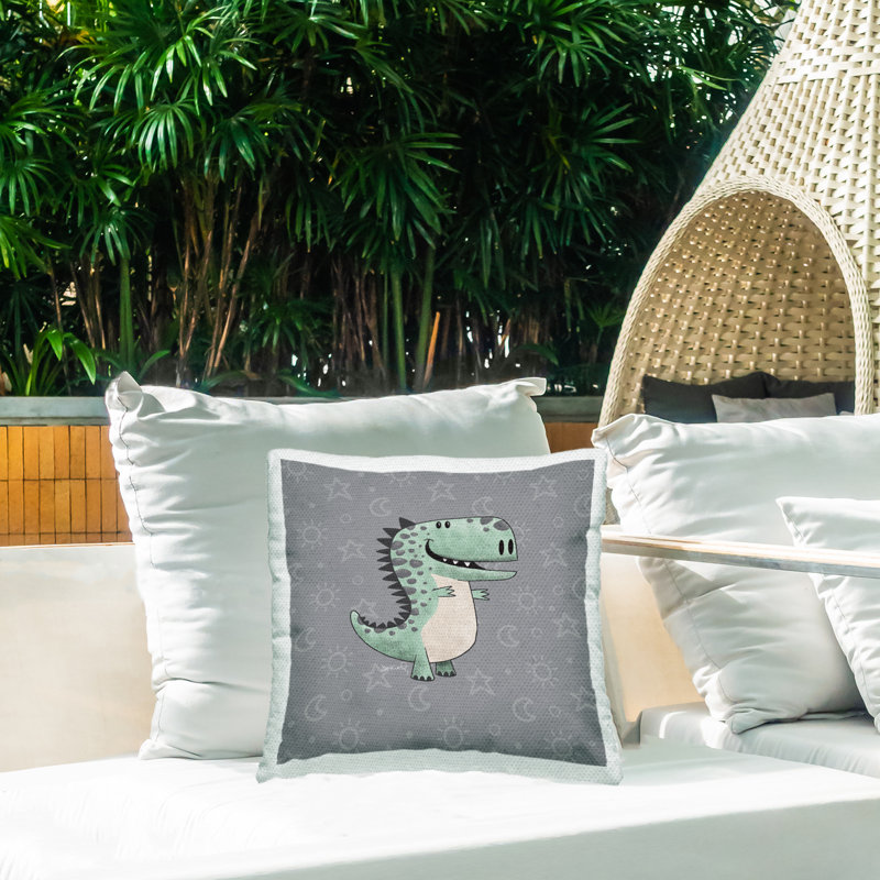 Coussin d'extérieur imprimé à motif de dinosaure de chambre de bébé par Jeff McKinley rep. Levison Designs
