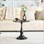 Table d'appoint moderne noir mat avec plateau en verre trempé