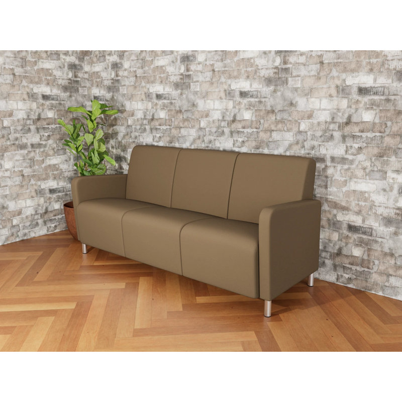 Ravenna Lounge Reception 3 Seat Tandem Seating No Center Arm, Brushed Steel, Patriot Plus Taupe