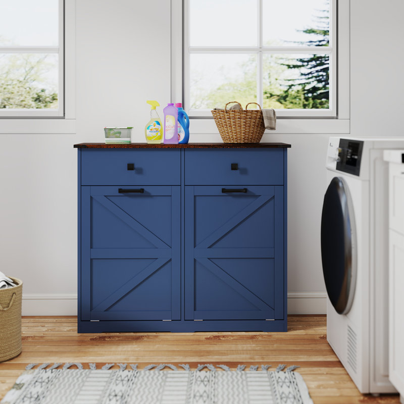 Armoire poubelle double inclinable Farmhouse Blue