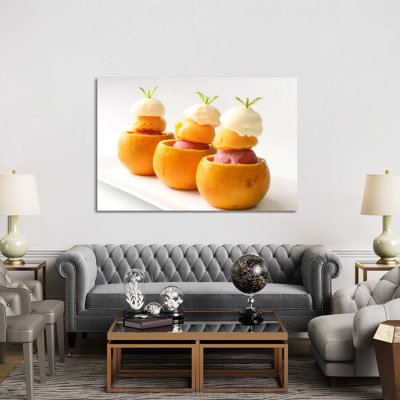 Ice Cream Balls Inside Oranges by Unknown Artist - Wrapped Canvas Print