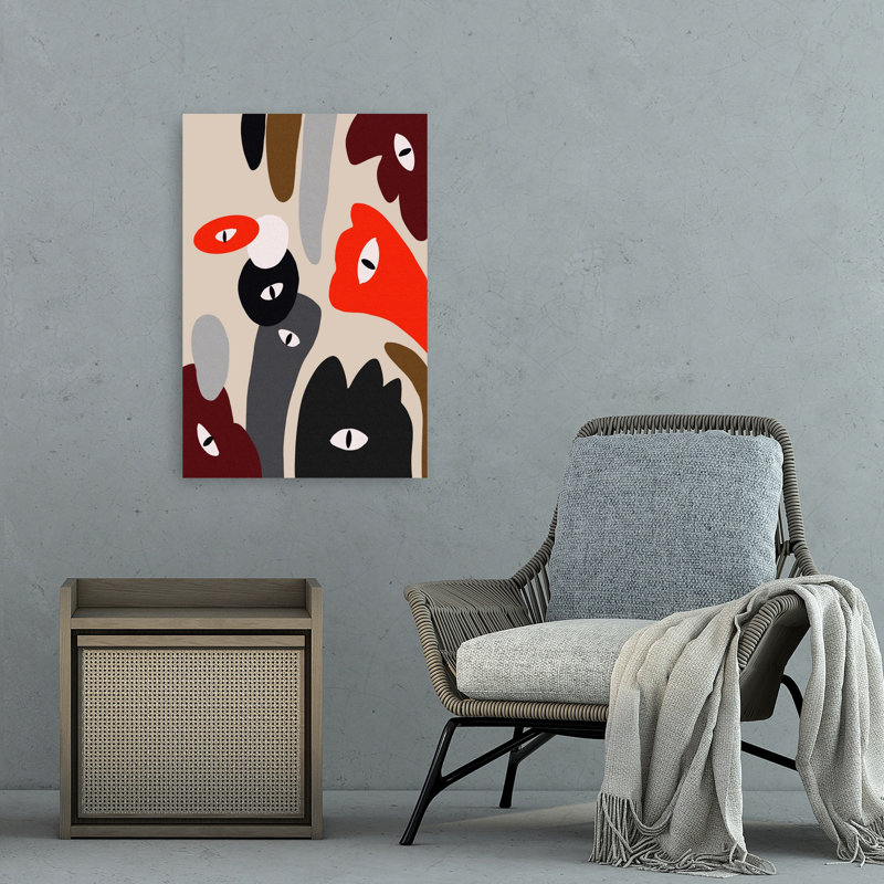 «Curious Abstract Eyes», art mural contemporain contemporain abstrait, H 36 po x l 24 po