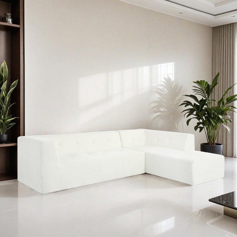 Canapé-lit modulaire 2 pièces pour salon, Chenille beige
