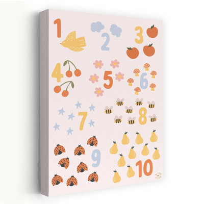 Whimsical Counting Chart Abstract Contemporary Ladybug Bee Bird Nature Flower Wall Art Print