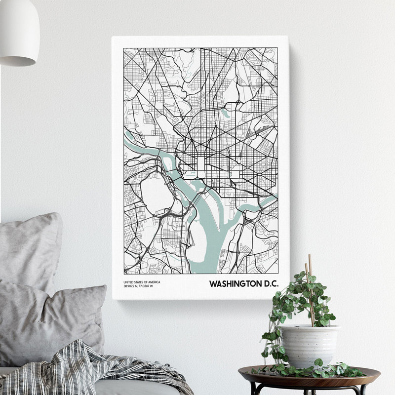 Map Washington DC USA - Wrapped Canvas, 50cm H x 35cm W x 3cm D