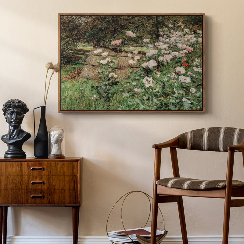 Paysage rétro - CMLXVII, H 17 po x l 25 po, Toile encadrée noyer flottant