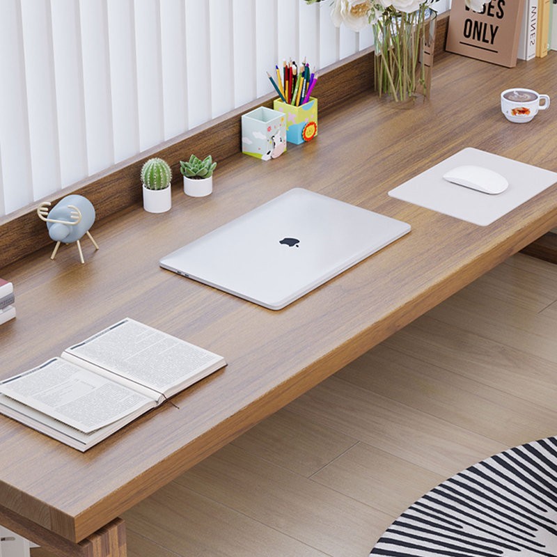 Brown Rectangular Solid Wood desk, 29.6" H x 63" W x 23.7" D