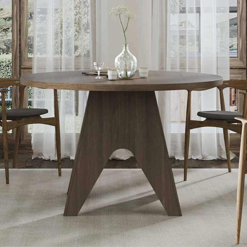 Round Dining Table for 4-6 People,Modern Kitchen Table with Inverted V Wooden Base, Stylish Design 47'' Dining Table for Kitchen, Dining Room, Living Room