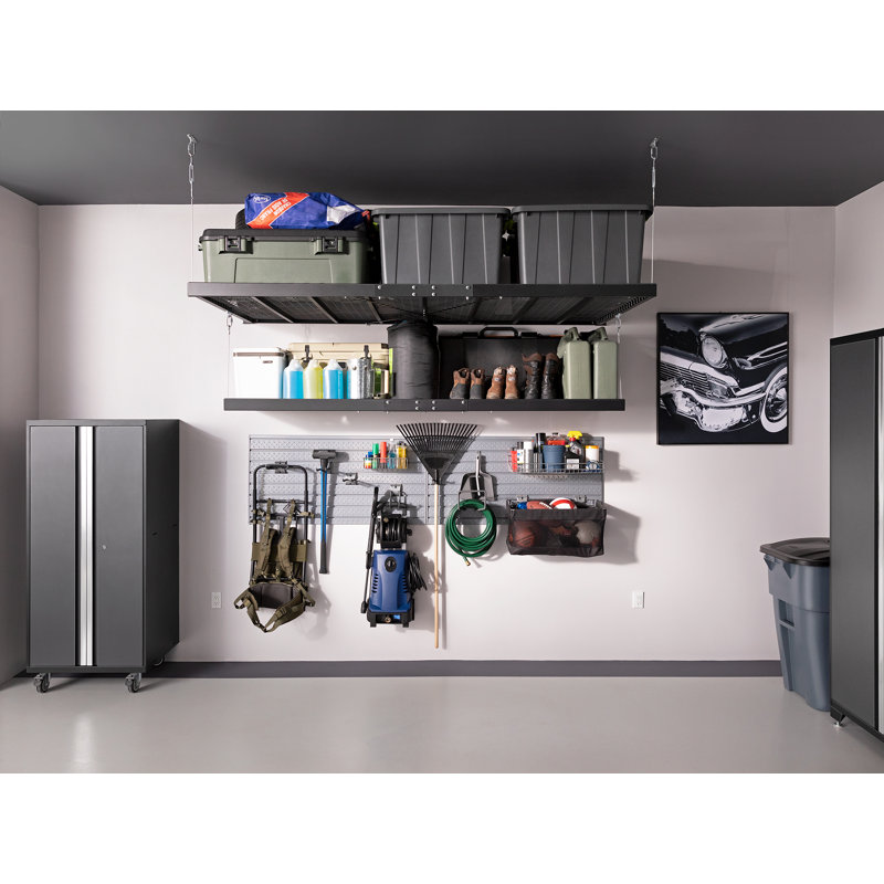 Pro Series 4 ft. x 8 ft. Black Steel Wall Mounted Shelf