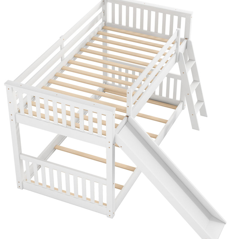 Lit superposé simple au-dessus de la construction avec glissière pliable et amusante en lit simple / réversible blanc - Mobilier de chambre à coucher