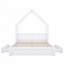 Grand lit plateforme en bois avec garde-corps et 2 tiroirs-395423417