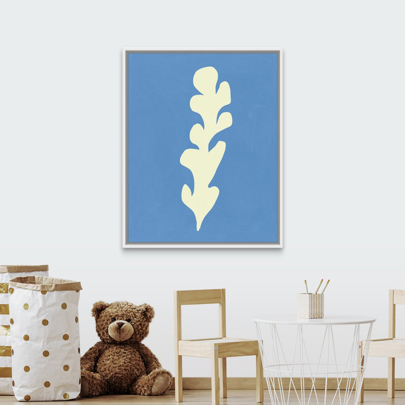« varech viii kids », art encadré, Cadre flottant blanc avec toile / mauve / rose, H 45 po x l 36 po x P 1,2 po
