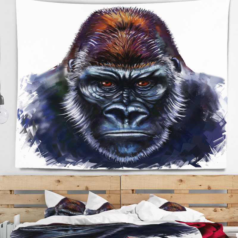 Tapisserie d'illustration masculine gorilla Animal, H 32 po x l 39 po