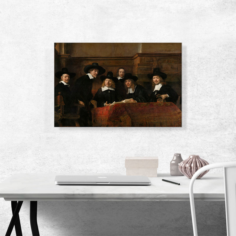 " The Sampling Officials the Syndics of the Drapers Guild 1662 " by Rembrandt van Rijn Oil Painting, 18" H x 26" W x 1.5" D
