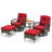 5-Piece Outdoor Patio Furniture Set With Swivel Rocking Chairs, Ottomans And Glass Coffee Table-923873728