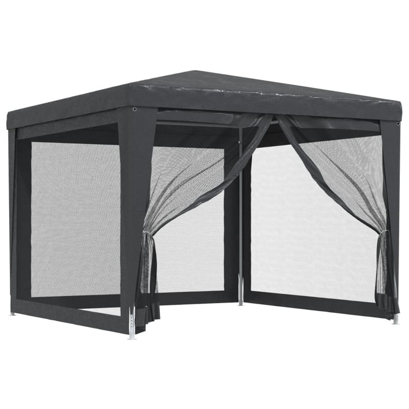 Tente de réception pour l'extérieur avec 4 murs latéraux en PEHD anthracite 9,8 x 9,8 pi, Anthracite